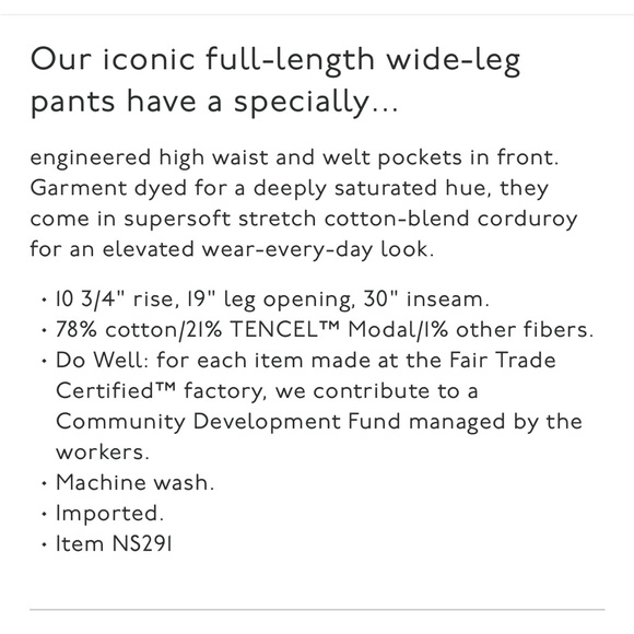 NWT Madewell The Emmett Wide-Leg Pant in Corduroy: Welt Pocket Edition - Picture 7 of 11